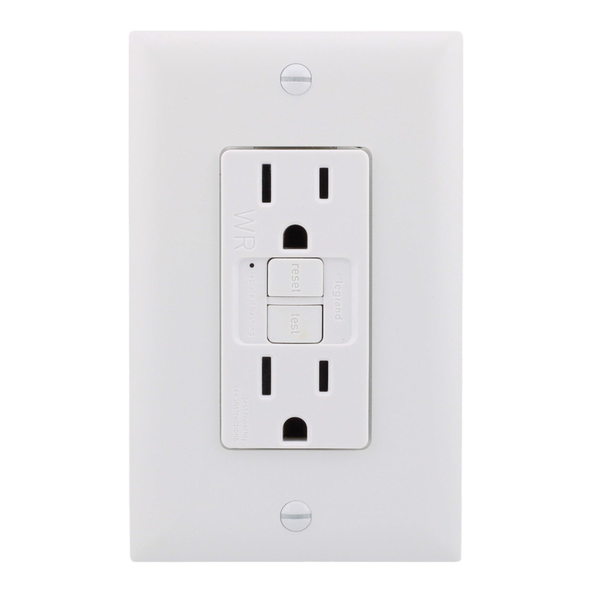 Legrand 1597TRWRW, 15A, 125V, GFCI Receptacle, Tamper-Resistant, Weather-Resistant, Self-Test, SafeLock® Protection, for Outdoor Use