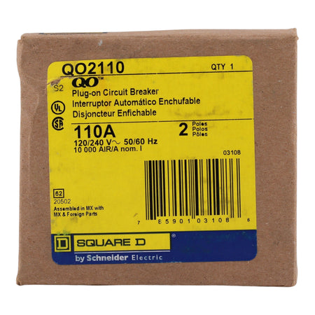 Square D QO, QO2110, 110A, 2P, 120/240V, Circuit Breaker - Image 3