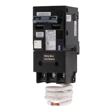 Siemens QF260A 60 Amps 120/240 Volts Two-Pole Ground Fault Circuit Interrupter Pigtail Neutral - Image 3