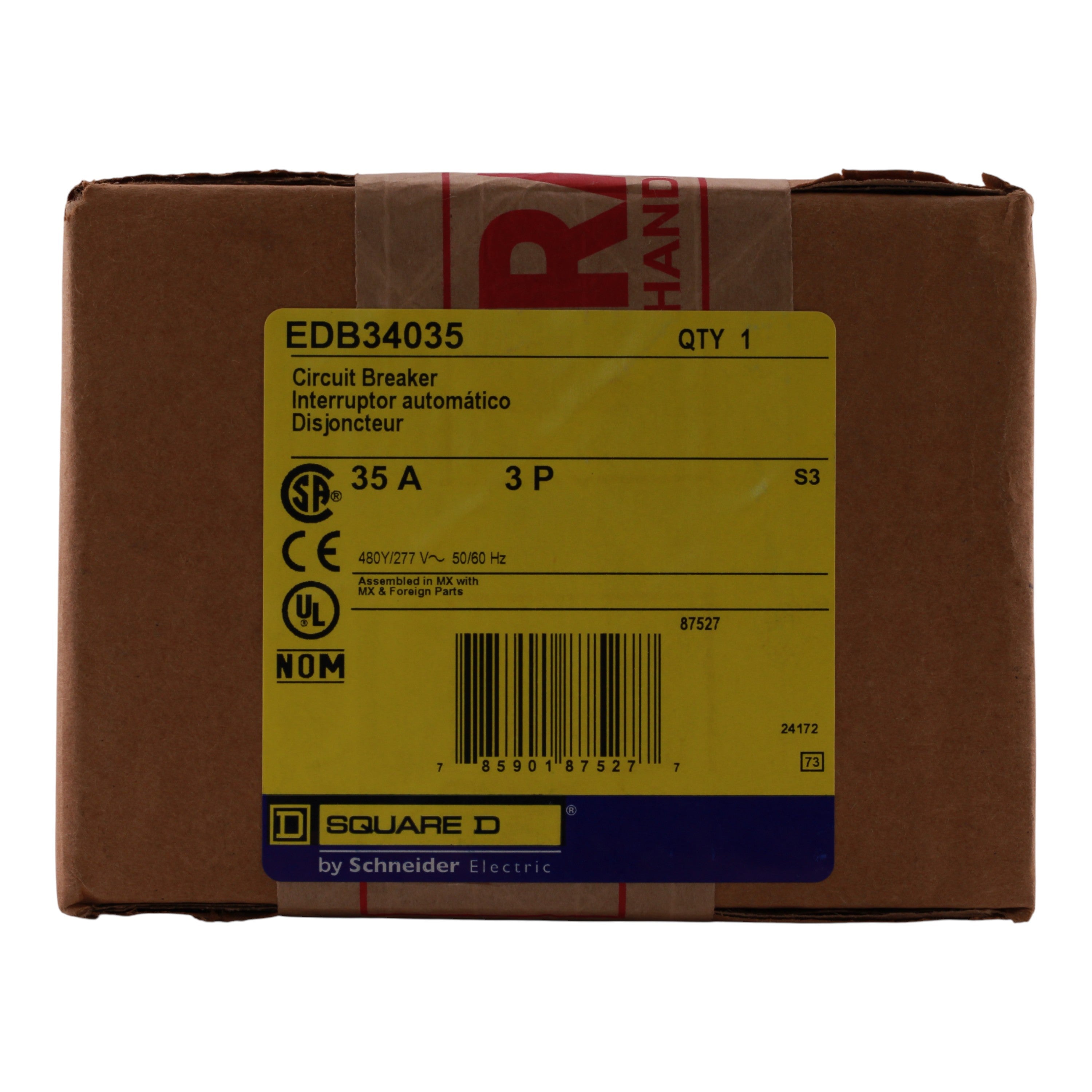 Square D E-Frame EDB34035 35A 3P 480Y/277V Thermal-Magnetic Bolt-On Circuit Breaker - Image 3