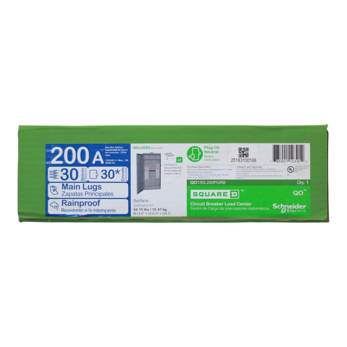 Square D QO, QO130L200PGRB, 200A, 30-Sp, PoN, NEMA 3R Load Center - Image 3