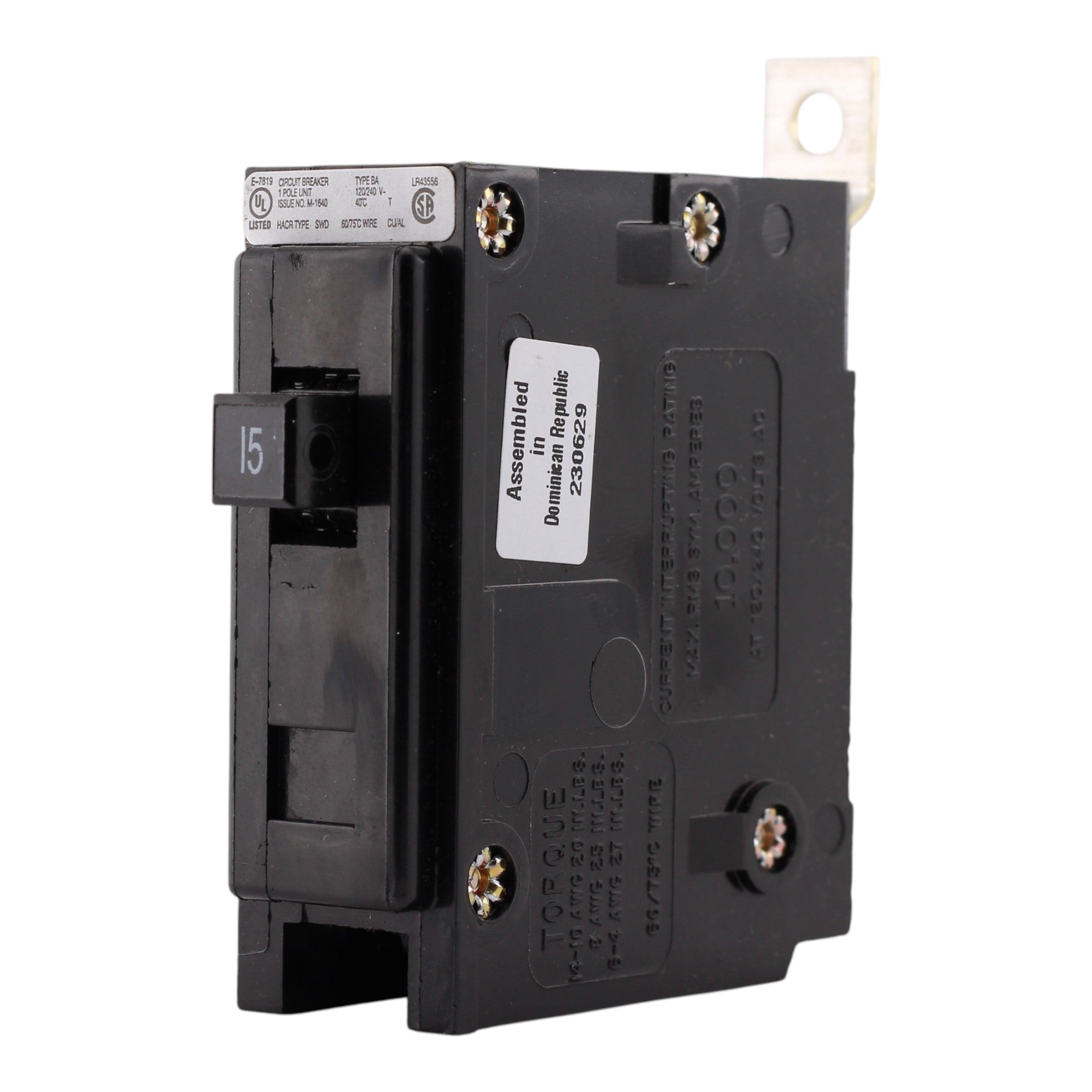 Eaton BAB, BAB1015, 15A, 1P, 120/240V, Bolt-On, Circuit Breaker - Image 2