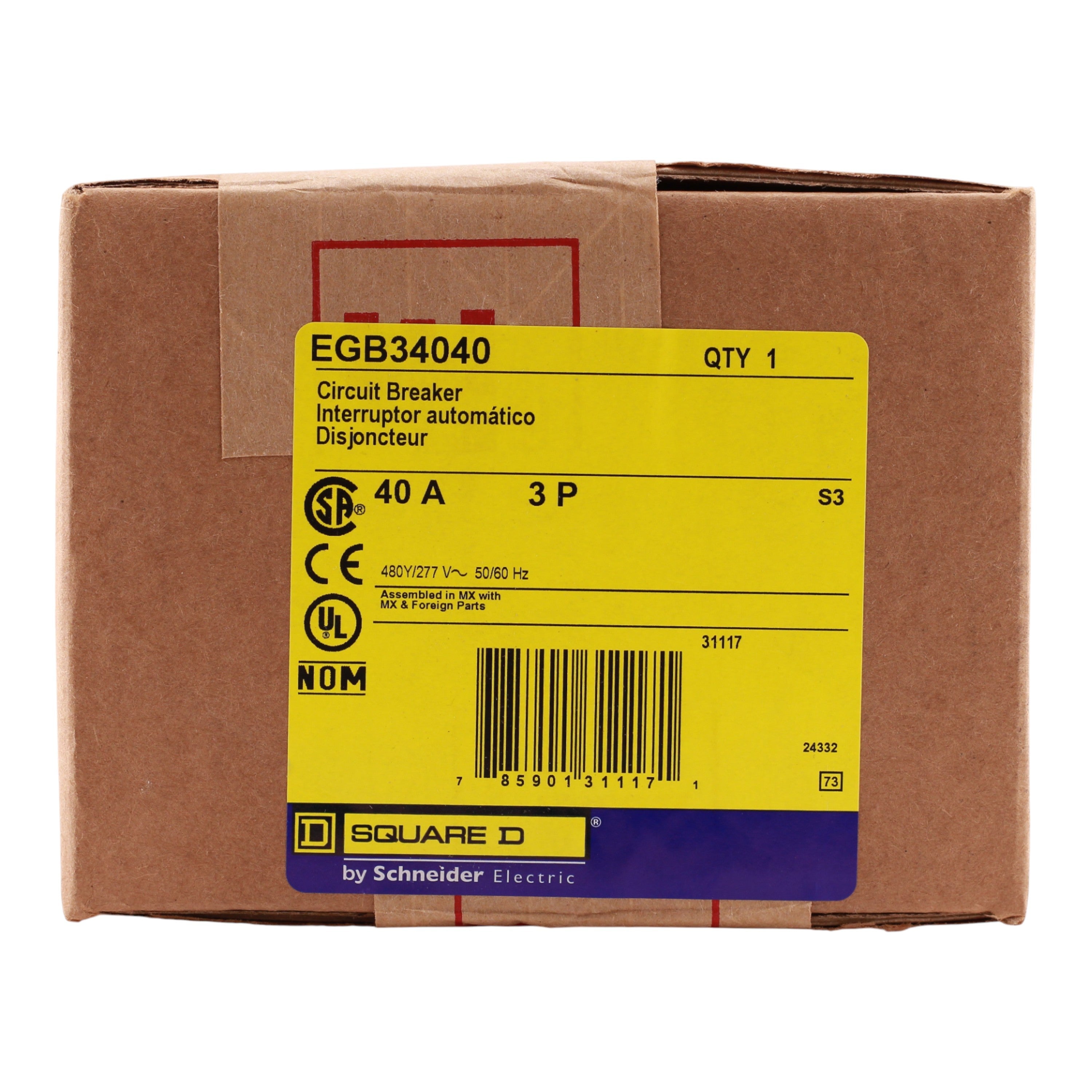 Square D E-Frame, EGB34040, 40A, 3P, 480Y/277V, Bolt-On, Circuit Breaker - Image 3