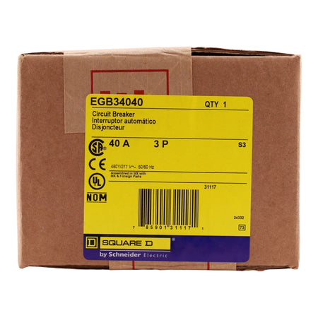 Square D E-Frame, EGB34040, 40A, 3P, 480Y/277V, Bolt-On, Circuit Breaker - Image 3