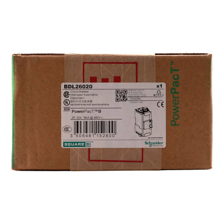 Square D PowerPacT B, BDL26020, 20A, 2P, 600Y/347VAC, 14kA, Unit Mount, Thermal Magnetic, Circuit Breaker - Image 3