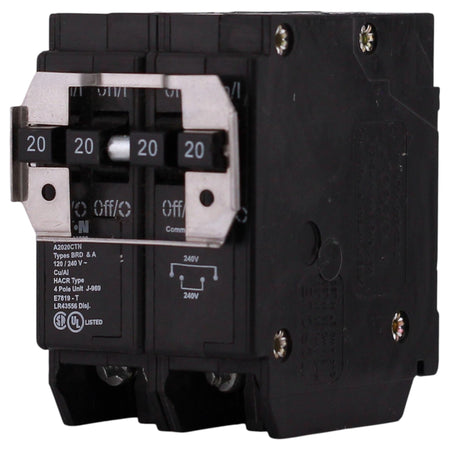 Eaton BRD, BRDC220220, 20A, 4P, 120/240V, Quadplex, Plug-On, Non-CTL, Circuit Breaker - Image 3