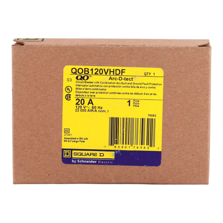 Square D QO, QOB120VHDF, 20A, 1P, 120V, Dual Function AFCI/GFCI, Pigtail Neutral, Circuit Breaker - Image 3