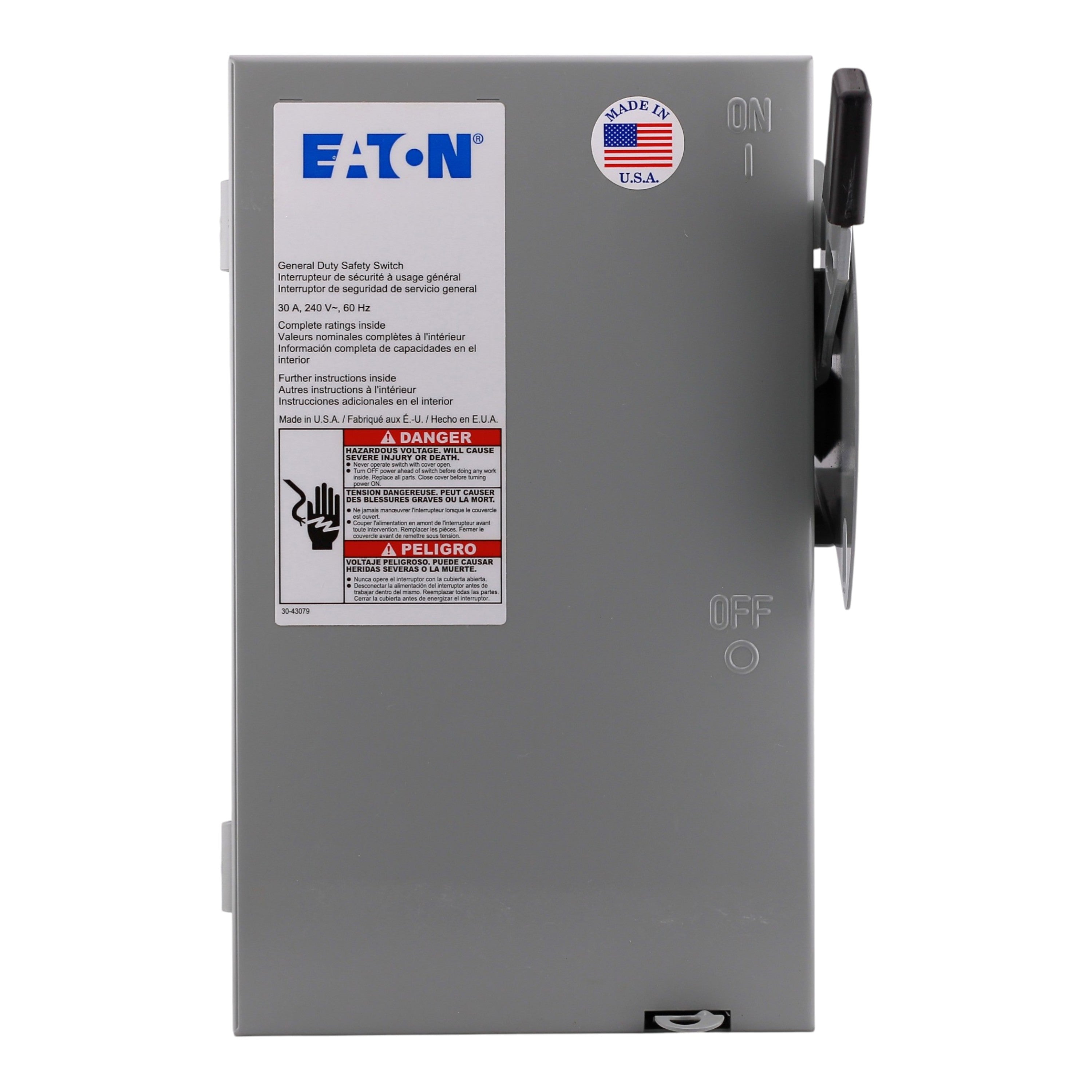 Eaton DG, DG221NGB, 30A, 2P, 240V, Fusible, NEMA 1, General Duty Safety Switch - Image 5
