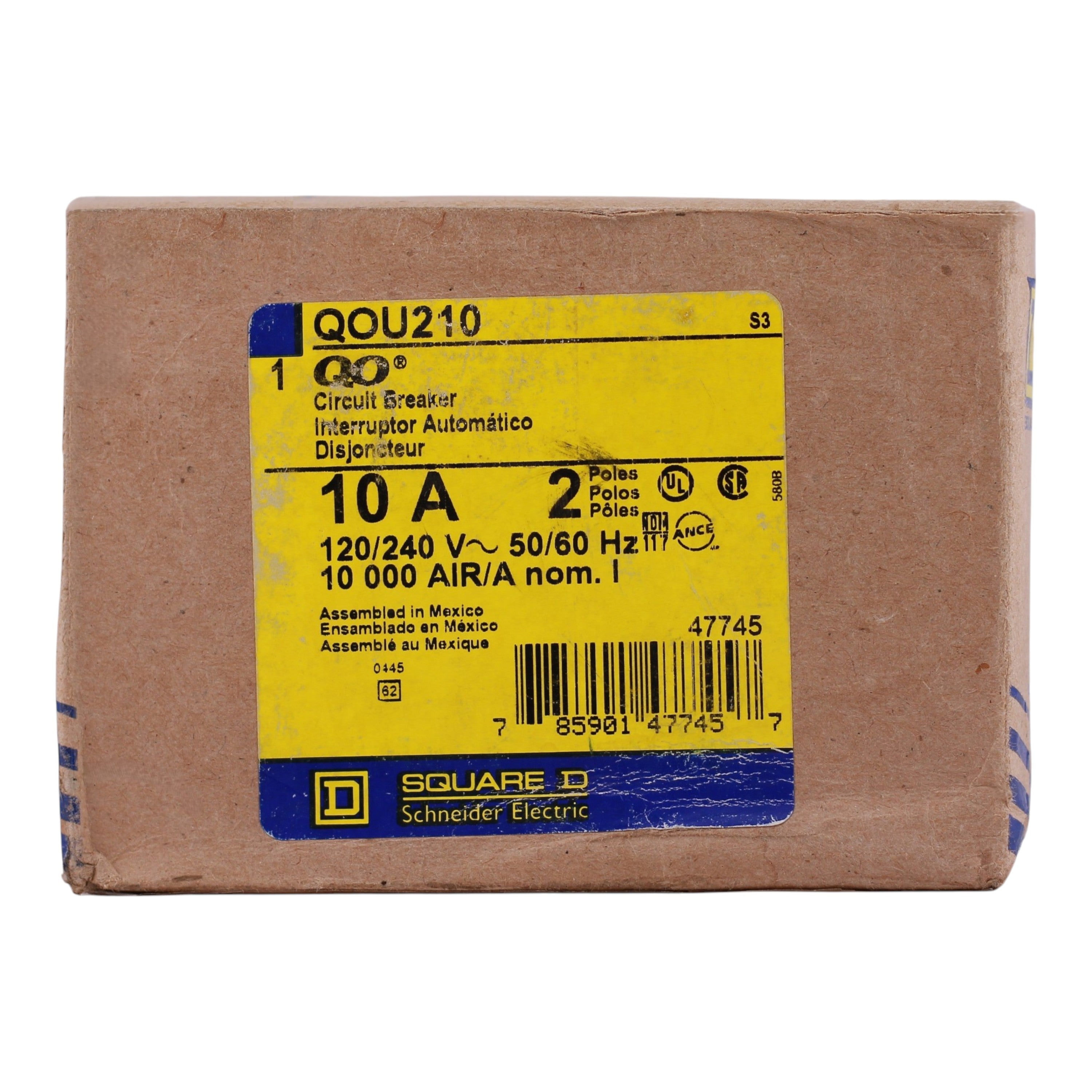 Square D QOU, QOU210, 10A, 2P, 120/240VAC, Unit Mount, Miniature Circuit Breaker - Image 3