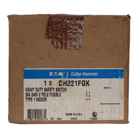 Eaton DH, DH221FGK, 30A, 2P, 240V, Fusible, Class H, NEMA 1, Heavy Duty Safety Switch - Image 3