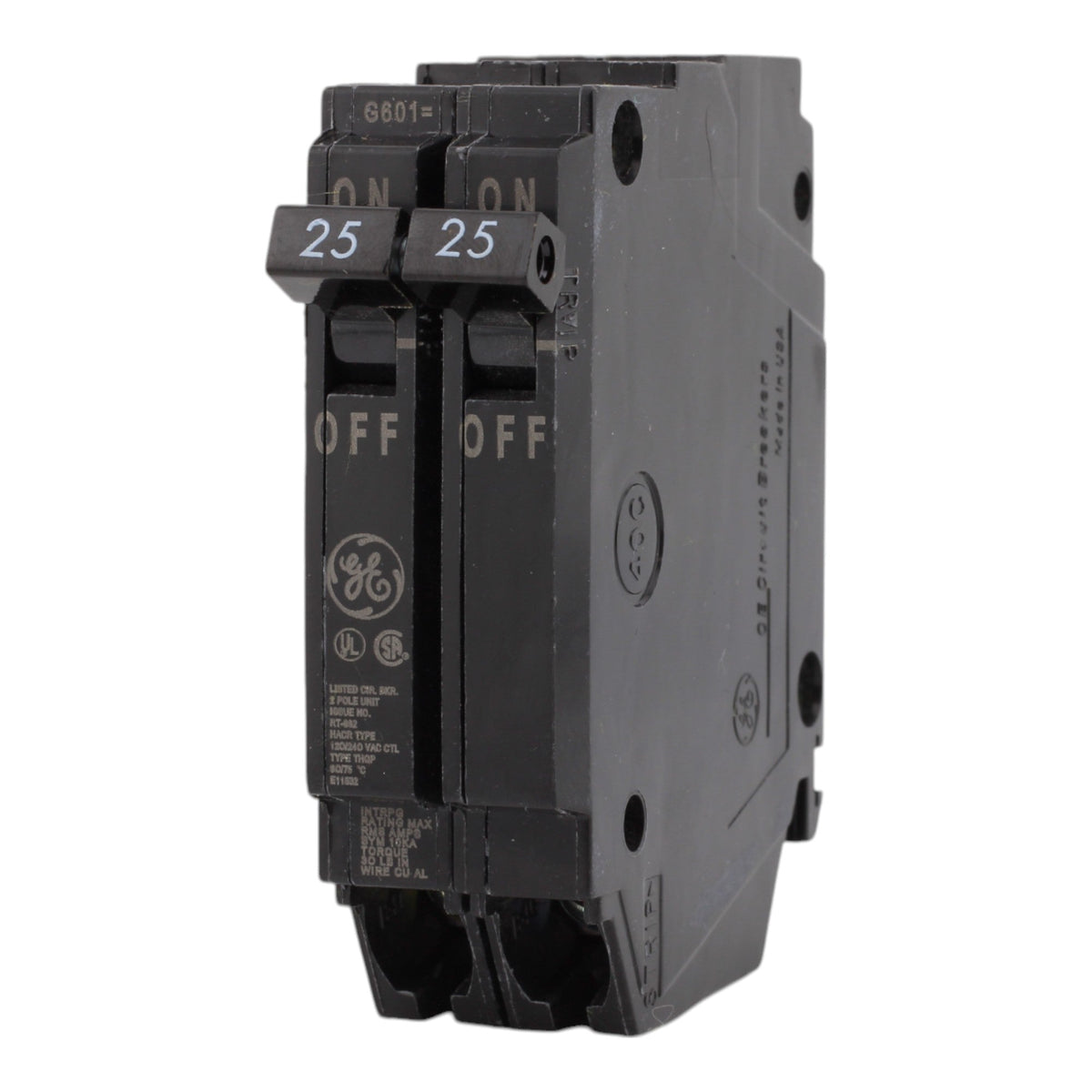 GE THQP225, 25A, 120/240V, 2-Pole Circuit Breaker, Plug-In, for Load Centers and Lighting Panels - Image 3