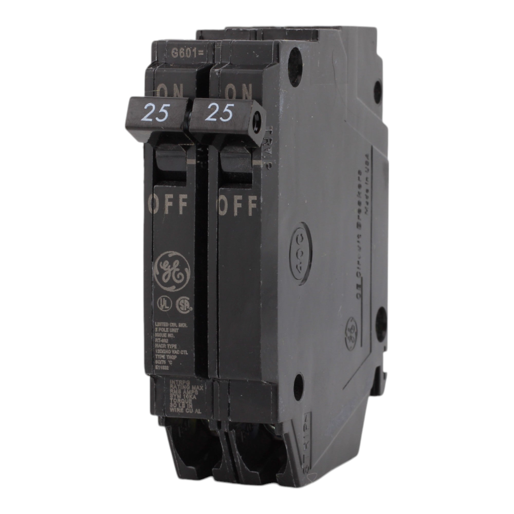 GE THQP225, 25A, 120/240V, 2-Pole Circuit Breaker, Plug-In, for Load Centers and Lighting Panels - Image 3