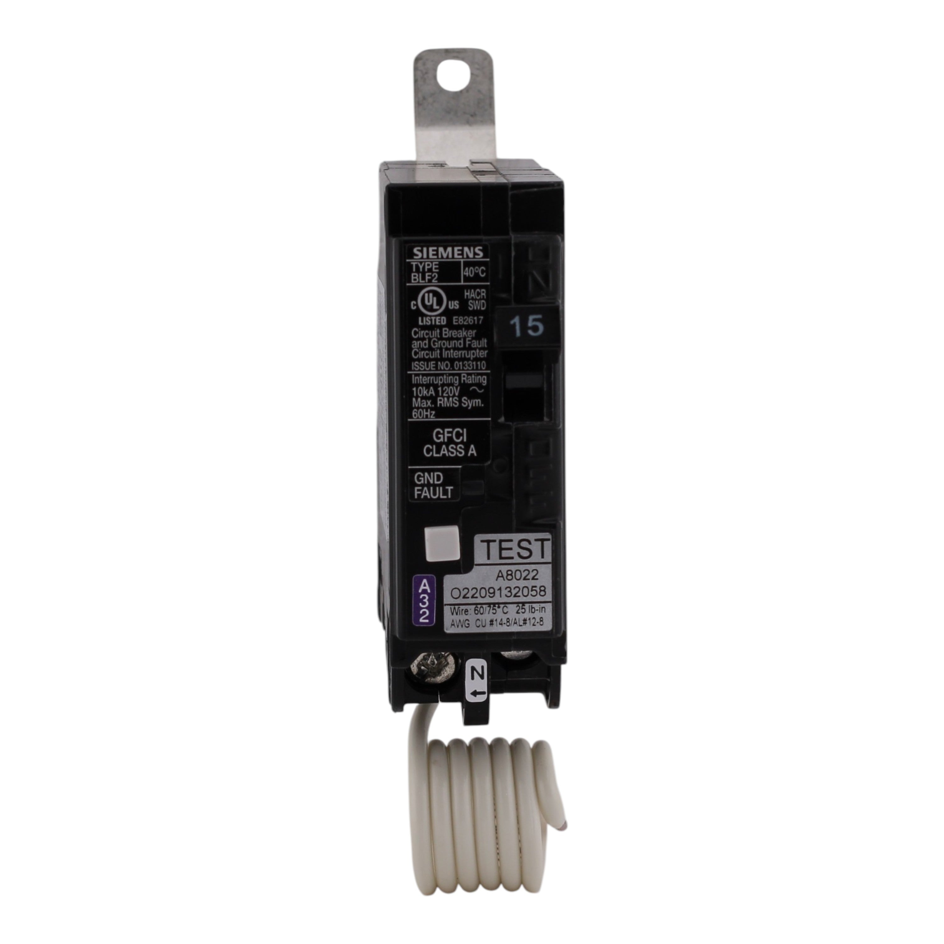 Siemens BLF, BF115A, 15A, 1P, 120V, GFCI, Bolt-On,  Pigtail Neutral, Circuit Breaker - Image 4