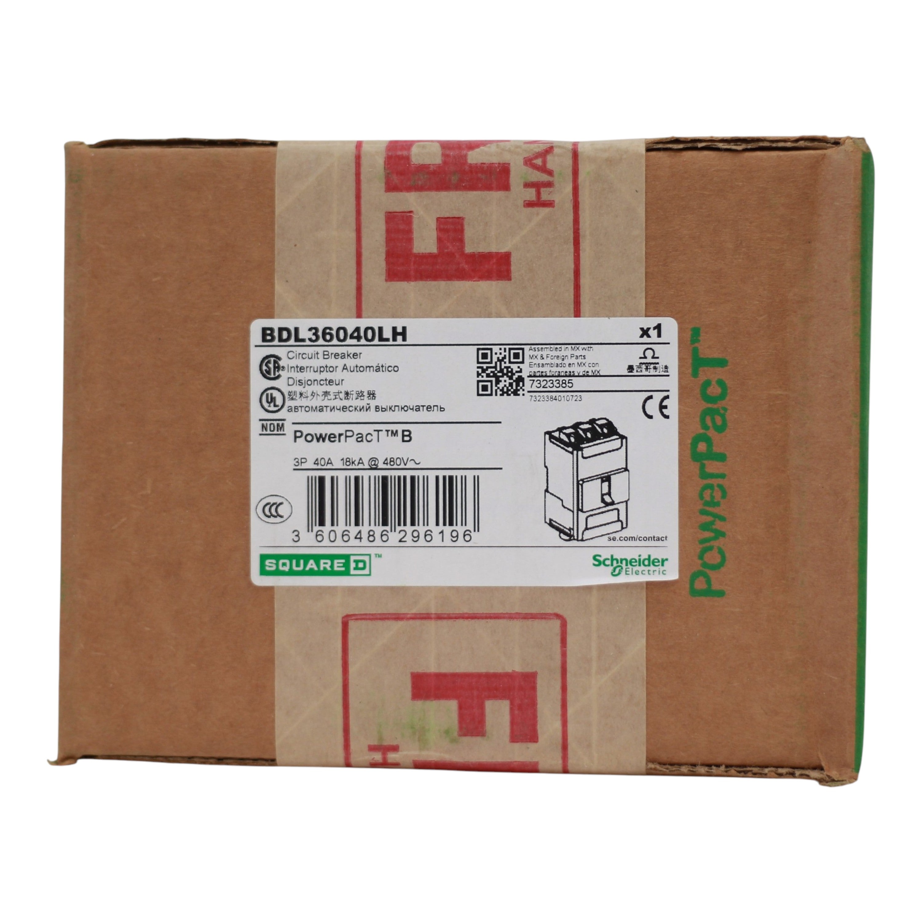 Square D PowerPacT B, BDL36040LH, 40A, 3P, 600Y/347VAC, Aluminum Lugs, Circuit Breaker - Image 3