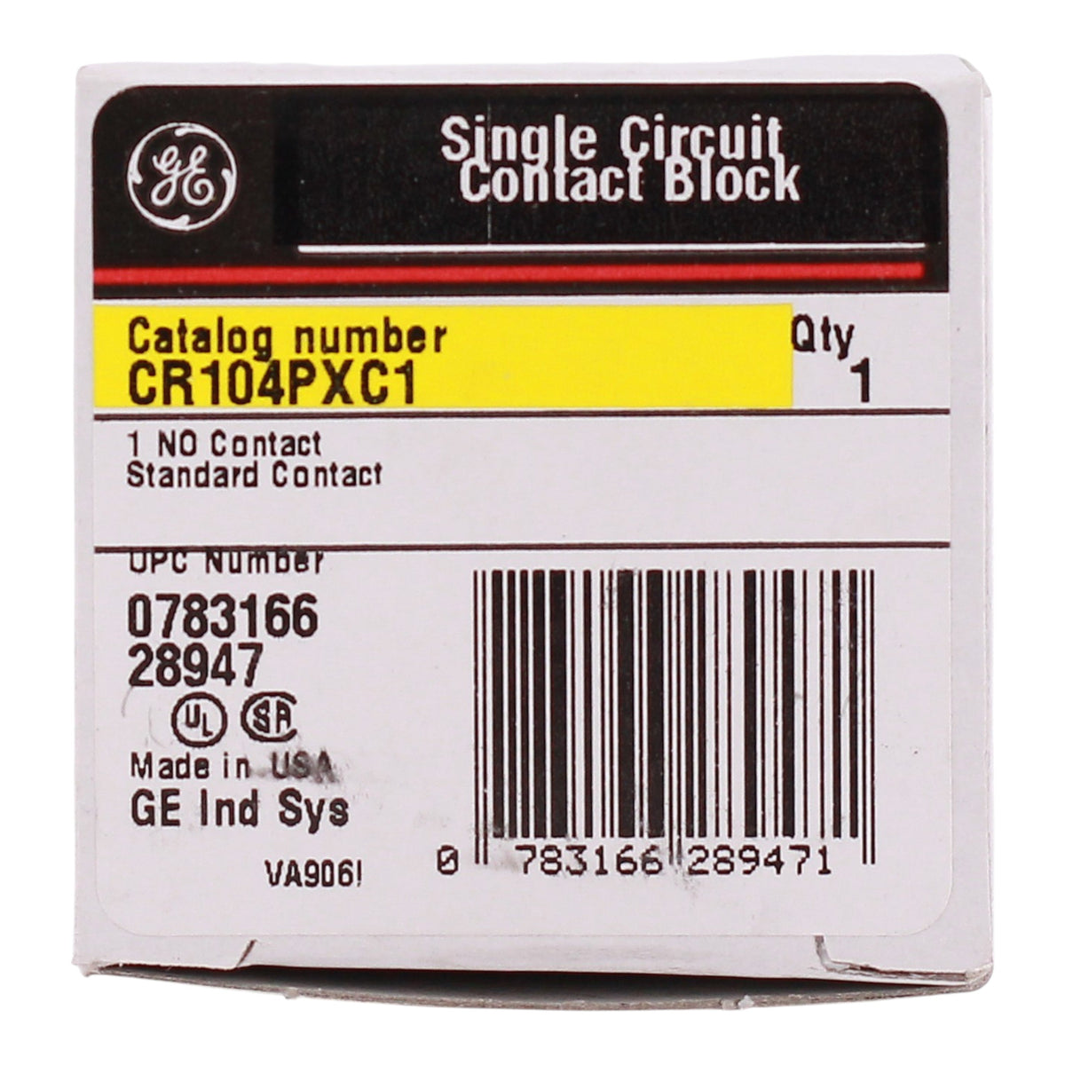 GE CR104P, CR104PXC1, 10A, 600VAC/VDC, 30mm, 1NO, Green, Contact Block - Image 3