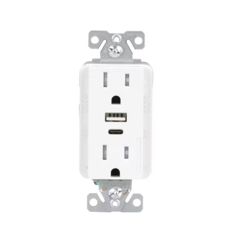 Eaton, TRUSBAC15W-BOX, 15A, USB Type A/C Charger, Duplex Receptacle, White - Image 3
