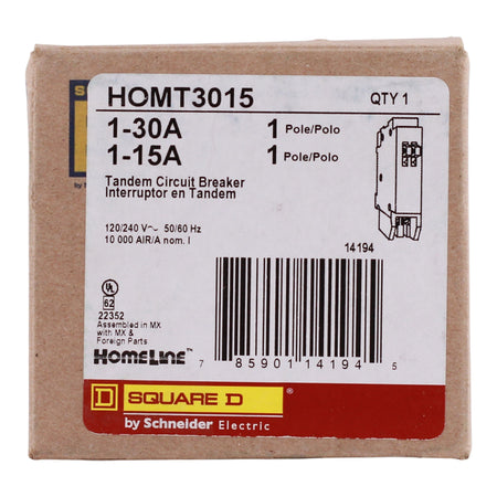Square D Homeline, HOMT3015, 30A/15A, 2x1P, 120/240V, Tandem, Circuit Breaker - Image 3