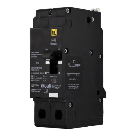 Square D E-Frame EDB24015 15A 2P 480Y/277V 25kA Bolt-On Circuit Breaker - Image 3