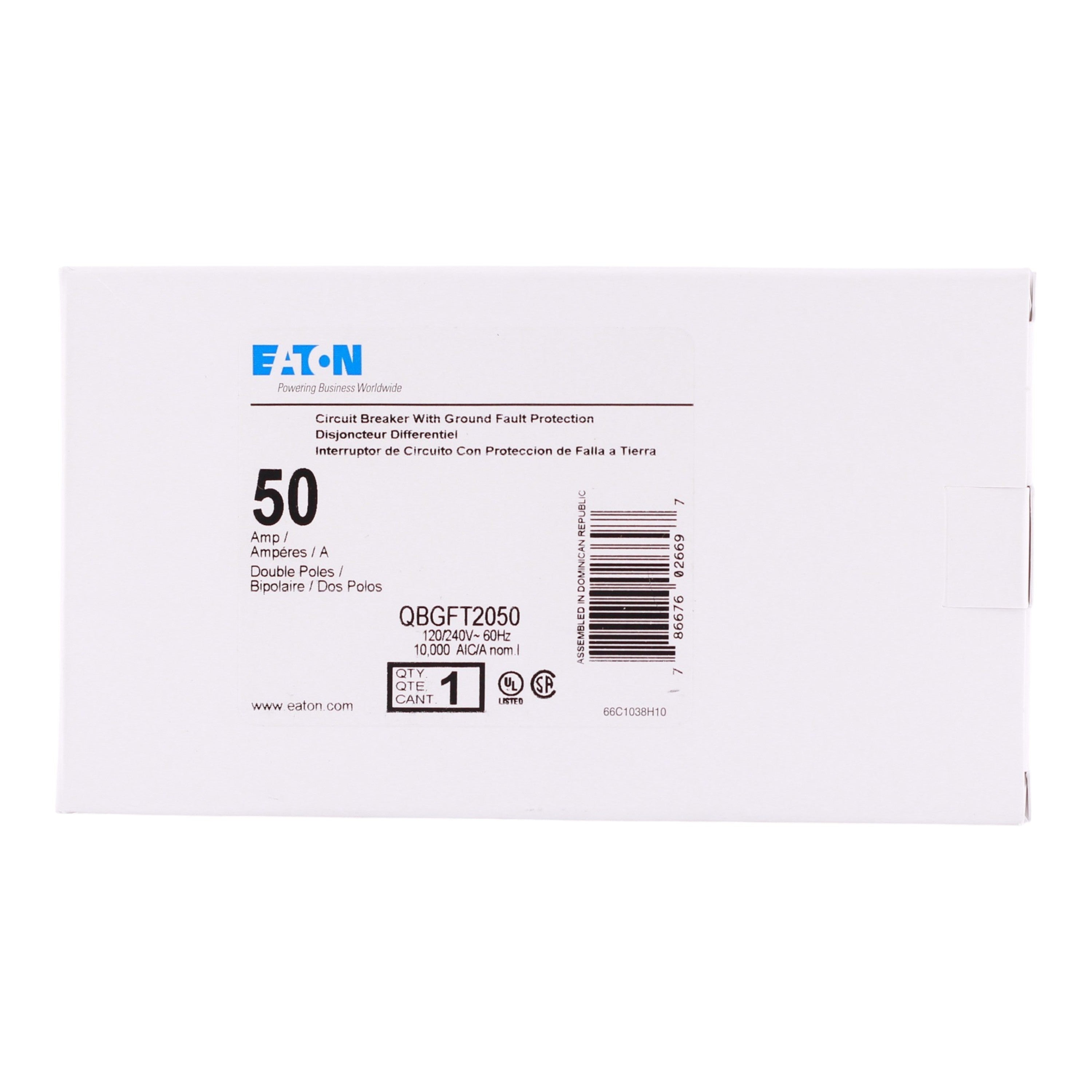Eaton QBGF, QBGFT2050, 50A, 2P, 120/240V, GFCI, Pigtail Neutral, Circuit Breaker - Image 4