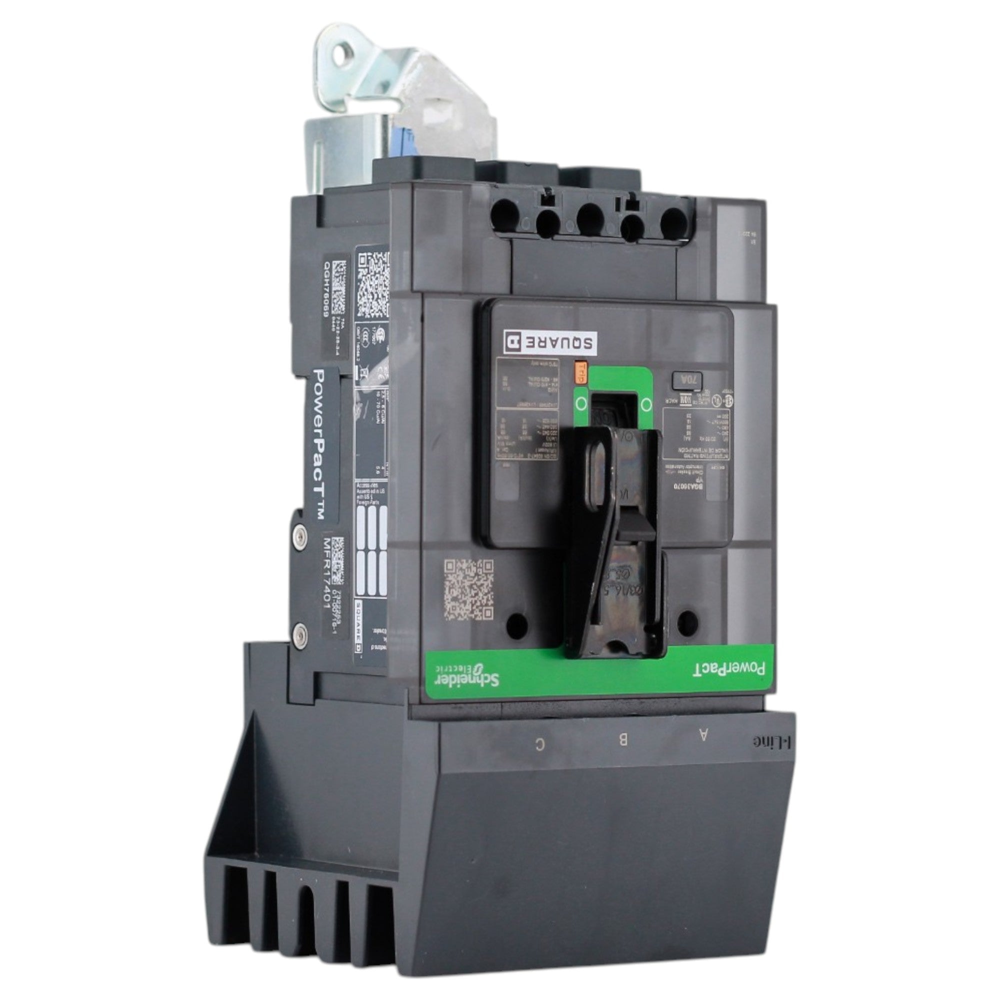 Square D PowerPacT B, BGA36070, 70A, 3P, 600Y/347VAC, 18kA, I-Line, Thermal Magnetic, Circuit Breaker