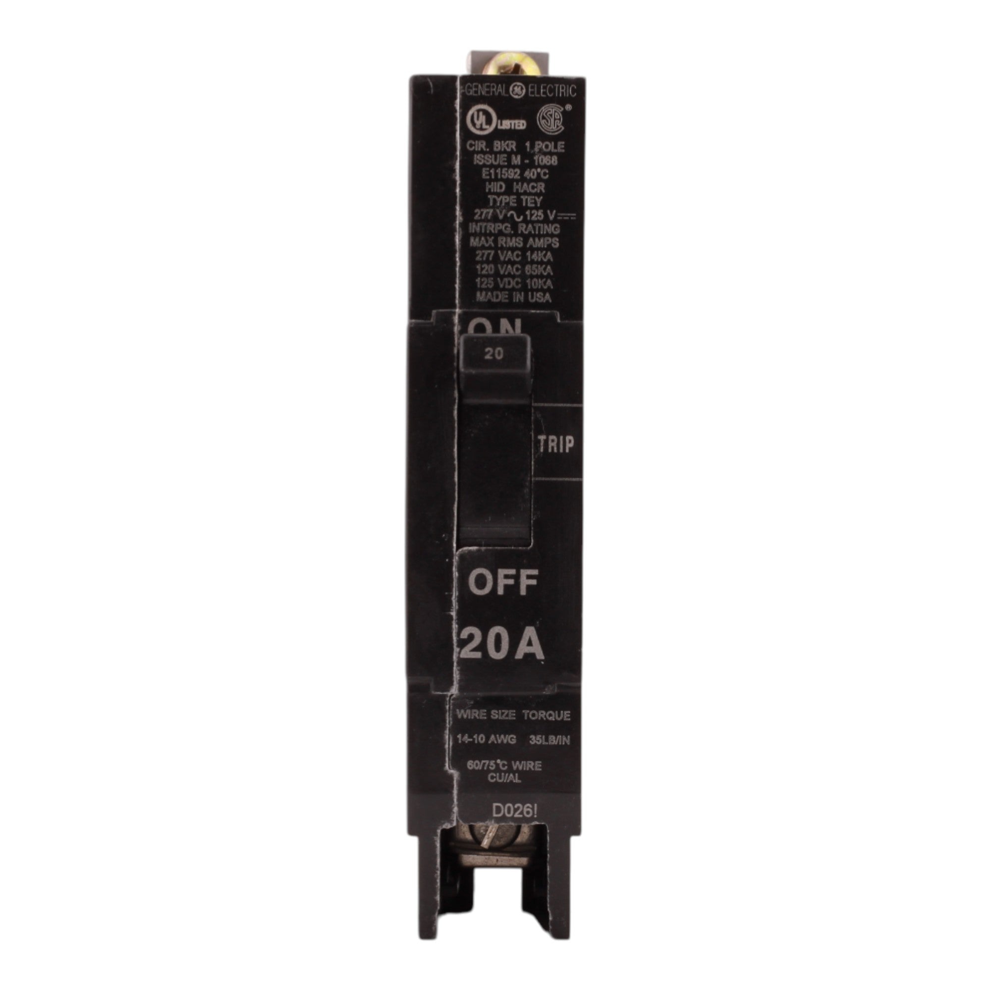 GE TEY120 20A 1P 120/277V Bolt-On Circuit Breaker - Image 3