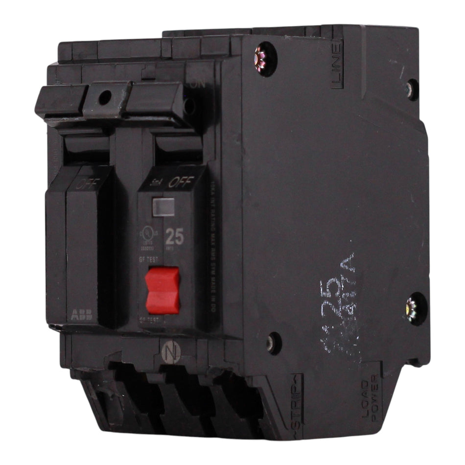 ABB Q-Line, THQL2125PGFT, 25A, 2P, 120/240V, GFCI, Plug-On Neutral, Circuit Breaker - Image 2