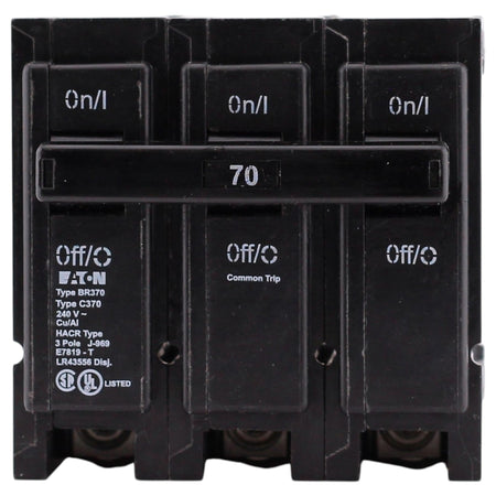 Eaton BR, BR370, 70A, 3P, 240V, Thermal Magnetic, Plug-On, Circuit Breaker - Image 2