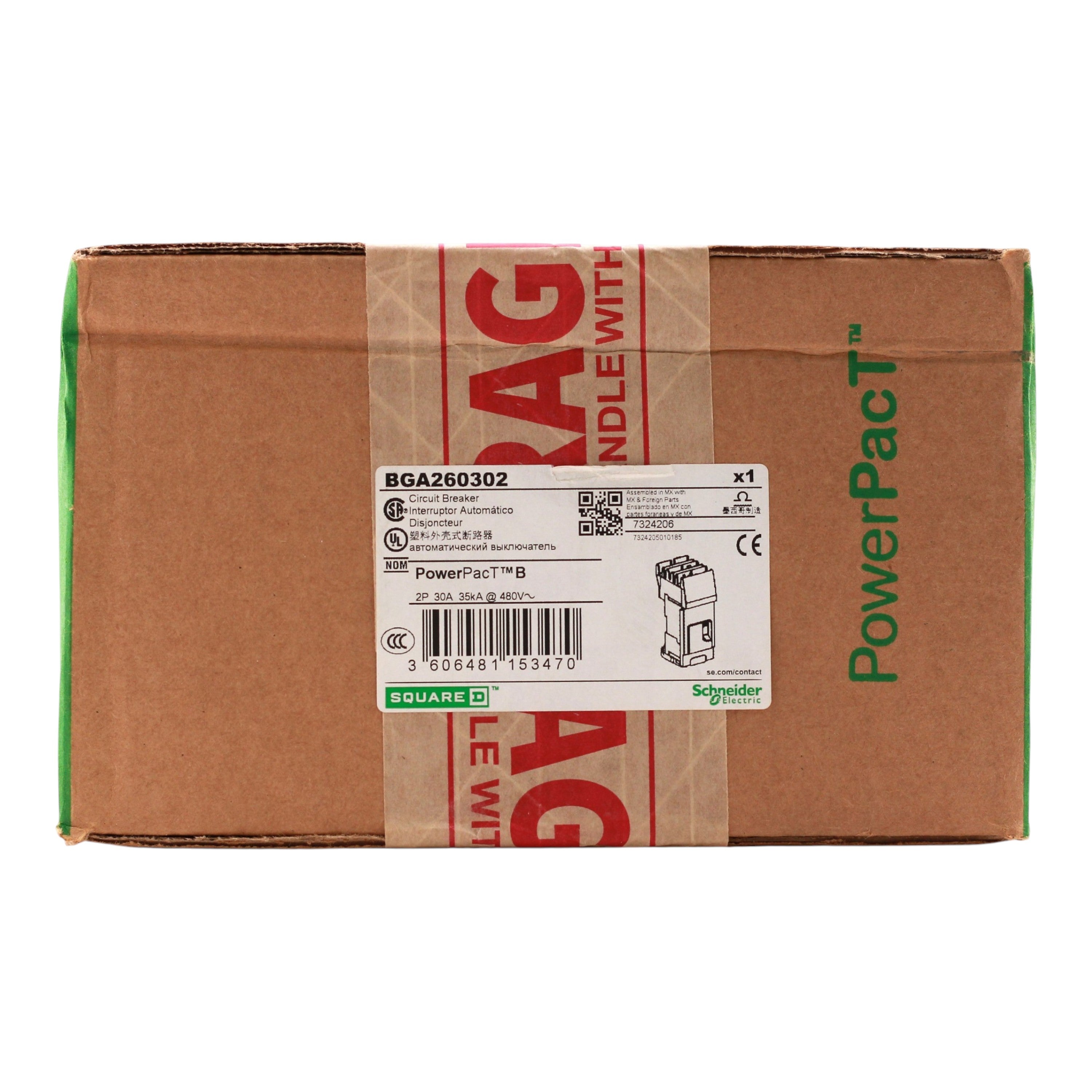 Square D PowerPacT B, BGA260302, 30A, 2P, 600Y/347VAC, Thermal Magnetic, I-Line, Circuit Breaker - Image 3