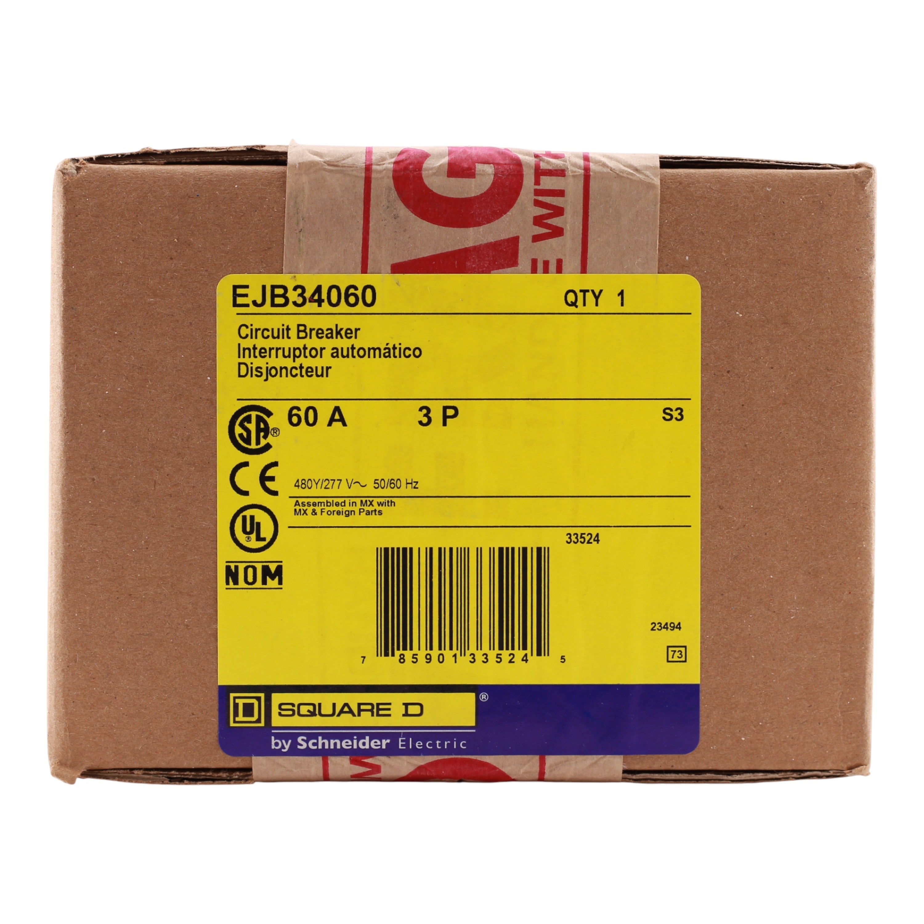 Square D E-Frame, EJB34060, 60A, 3P, 480Y/277V, Thermal-Magnetic, Bolt-On, Circuit Breaker - Image 3