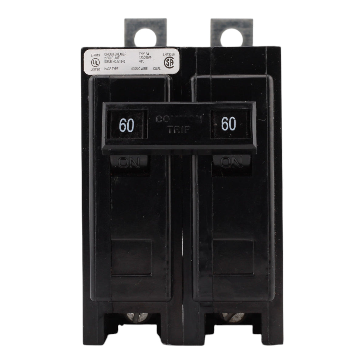 Eaton BAB2060, 60A, 120/240V, 2-Pole, 10kAIC, Quicklag Industrial Thermal-Magnetic Circuit Breaker, Bolt-On - Image 2