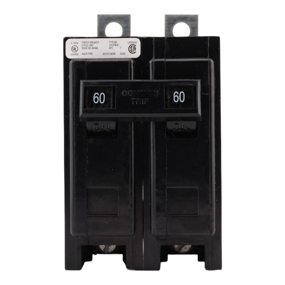 Eaton BAB2060, 60A, 120/240V, 2-Pole, 10kAIC, Quicklag Industrial Thermal-Magnetic Circuit Breaker, Bolt-On - Image 2