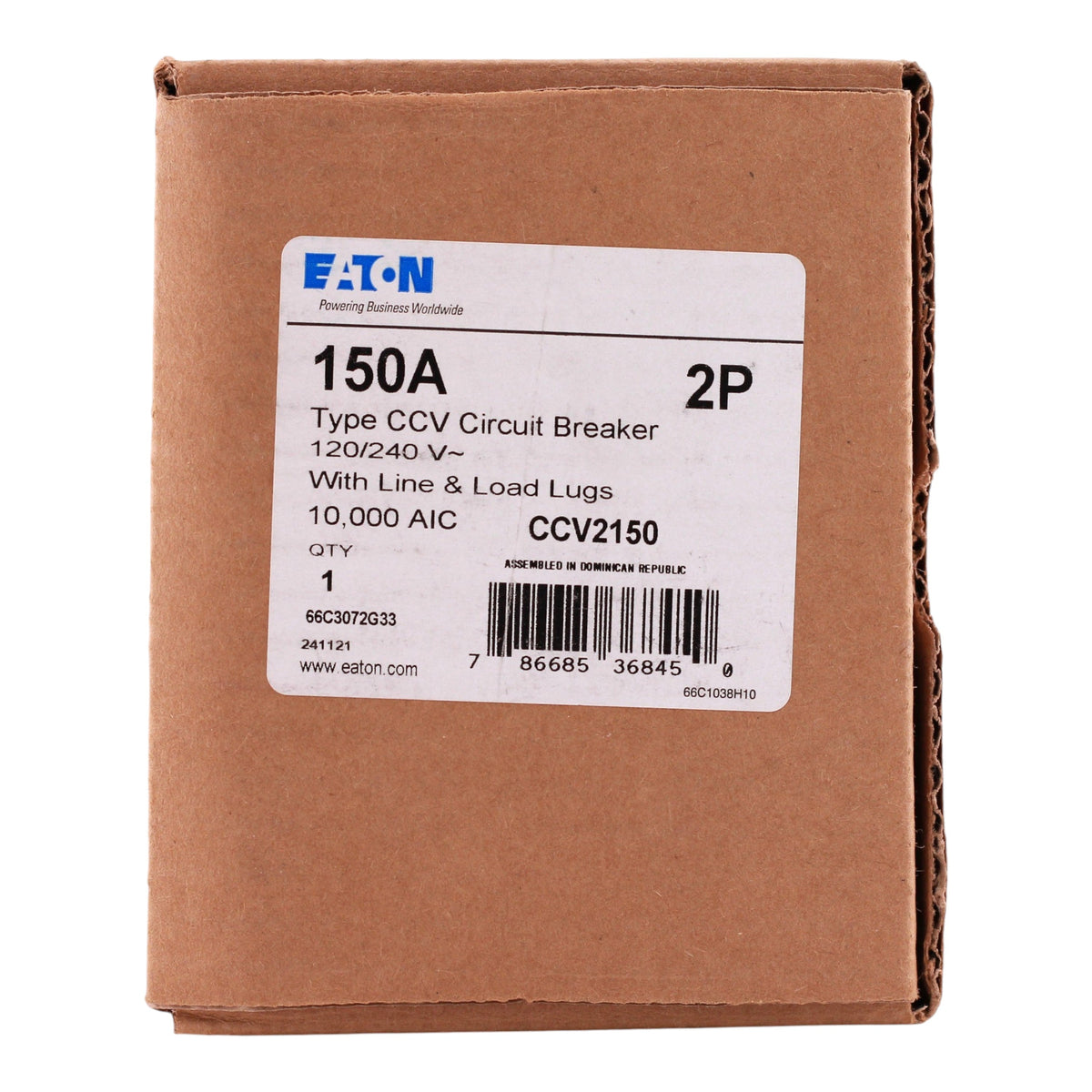 Eaton CCV, CCV2150, 150A, 2P, 120/240V, Tenant Main Circuit Breaker, 10kA, UL Listed - Image 3