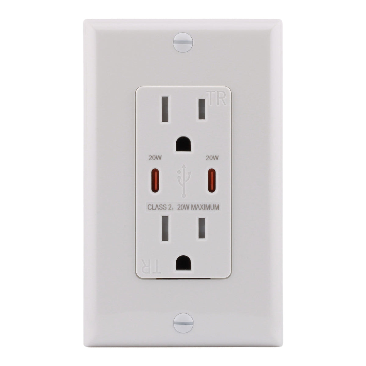 RES POWER 15A USB Outlet, Fast Charging, Type C/C, Tamper-Resistant, cULus Listed, White - Image 2