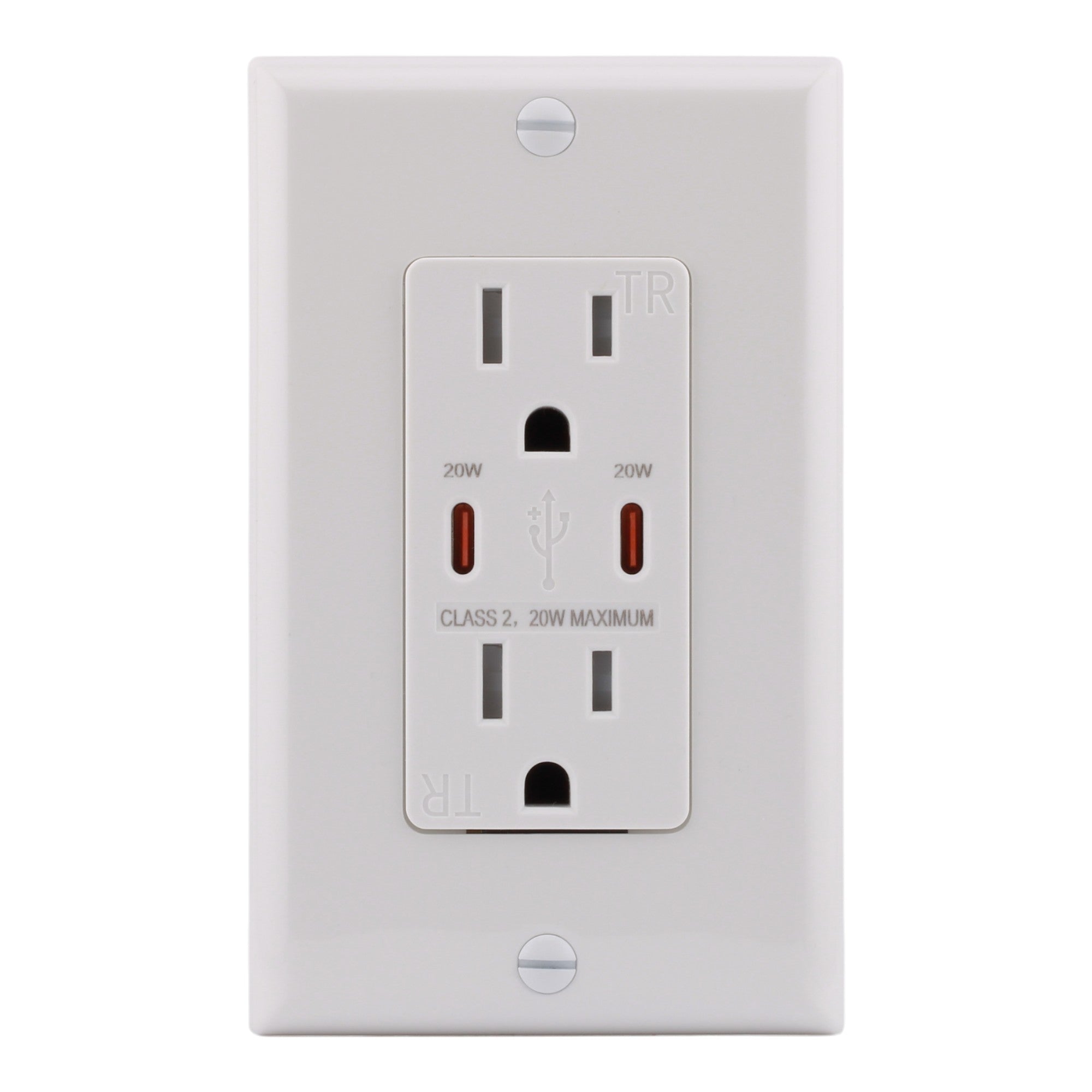 RES POWER 15A USB Outlet, Fast Charging, Type C/C, Tamper-Resistant, cULus Listed, White - Image 2