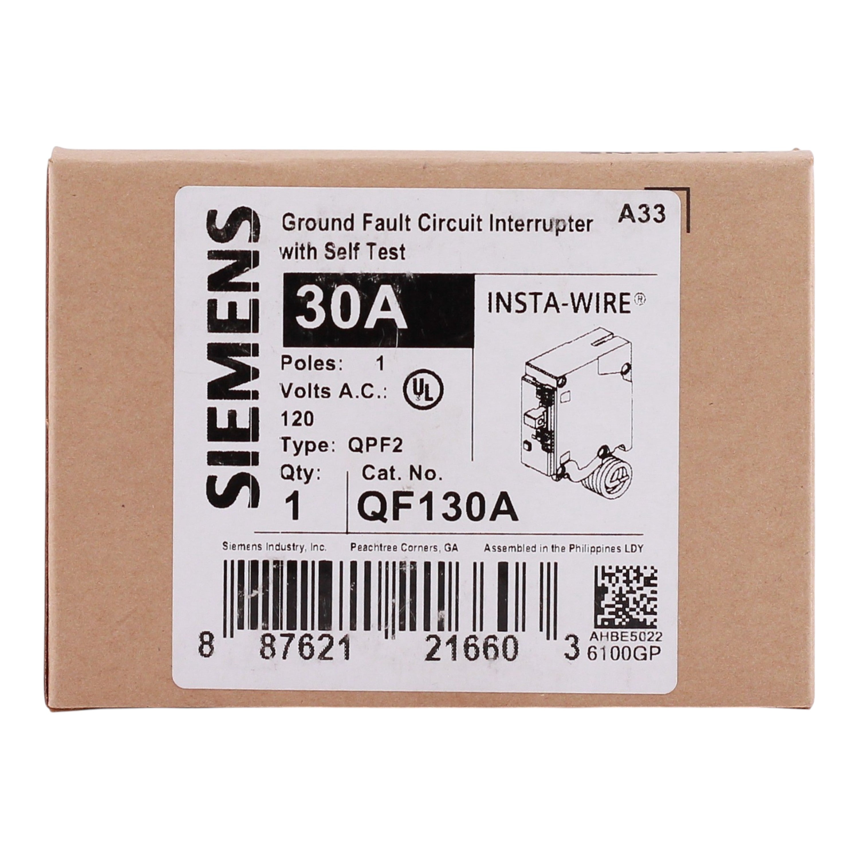 Siemens QPF2, QF130A, 30A, 1P, 120V, GFCI, Pigtail Neutral, Circuit Breaker - Image 3