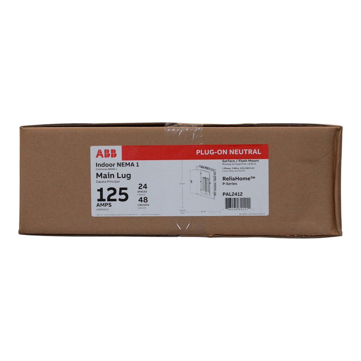 ABB ReliaHome PAL2412 125A MLO 24/48 120/240V Plug-On Neutral Load Center - Image 3