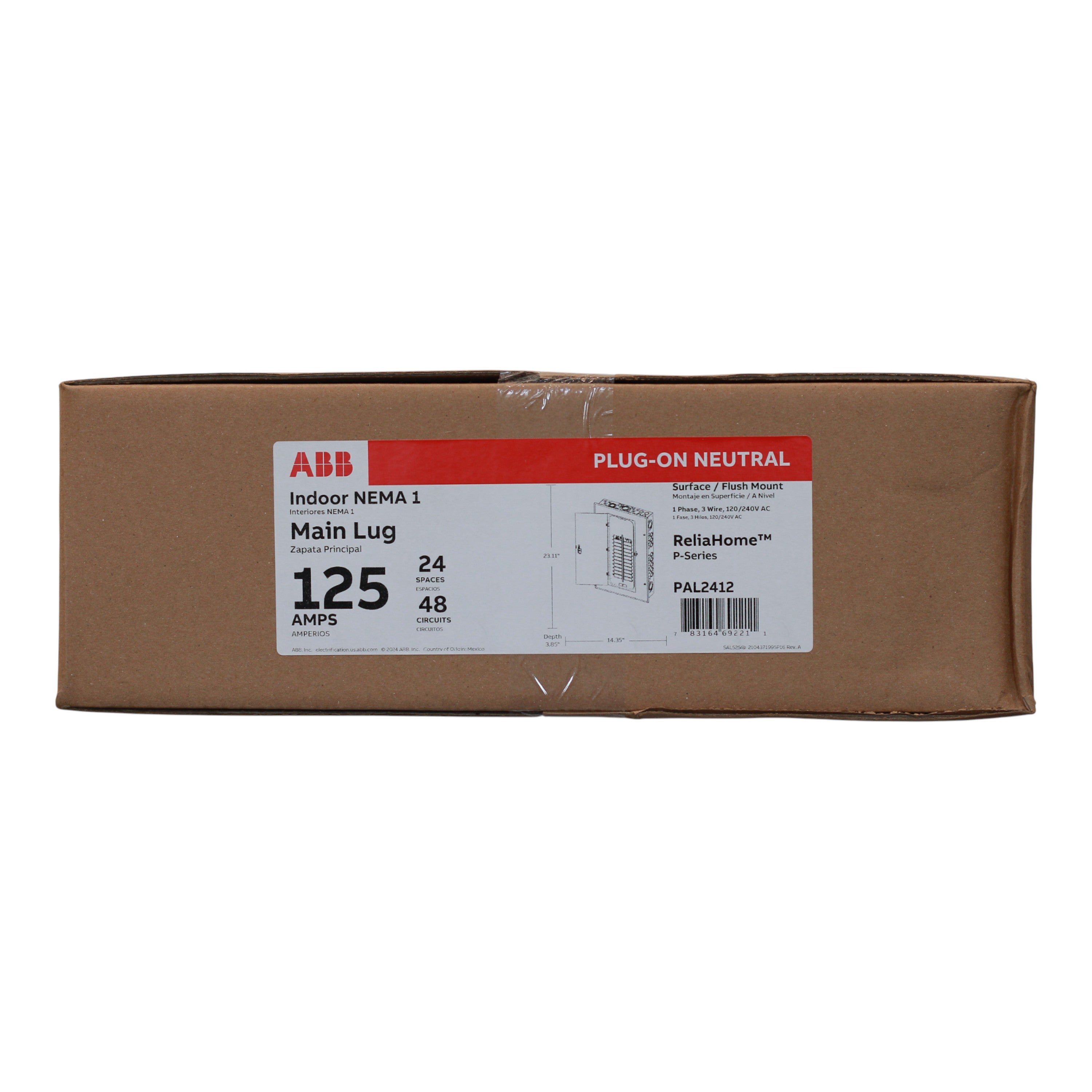 ABB ReliaHome PAL2412 125A MLO 24/48 120/240V Plug-On Neutral Load Center - Image 3