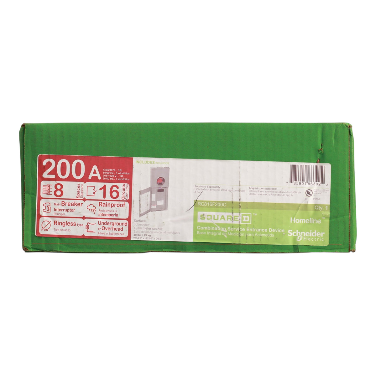 Square D Homeline RC816F200C 200A Ringless Meter Main CSED - Image 3