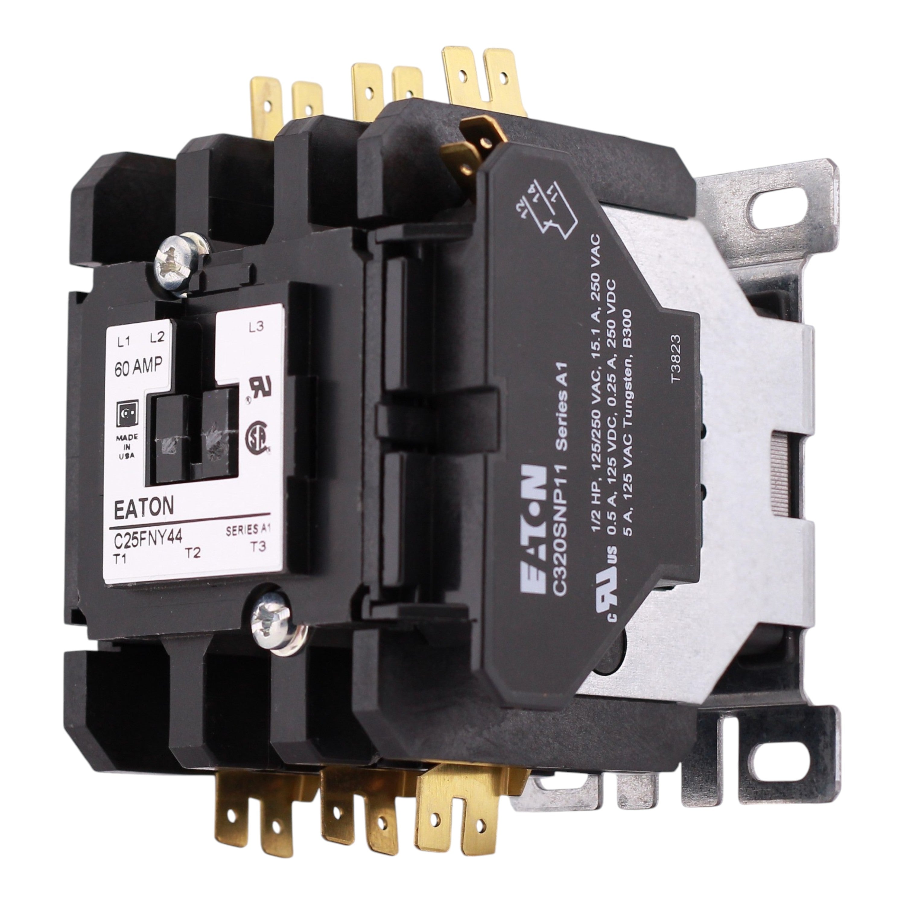 Eaton C25F, C25FNY44AL, 60A, 3-Pole, 110/120V Coil, Definite Purpose Contactor, Open, Metal Plate - Image 3