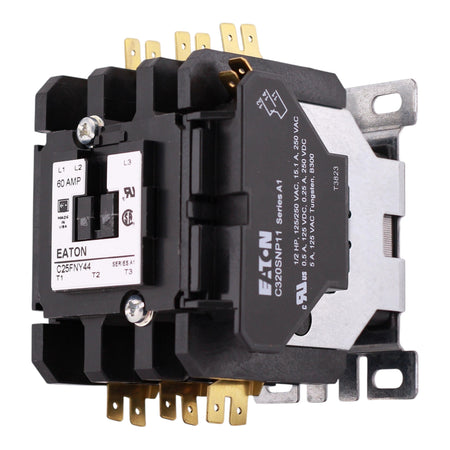Eaton C25F, C25FNY44AL, 60A, 3-Pole, 110/120V Coil, Definite Purpose Contactor, Open, Metal Plate - Image 3