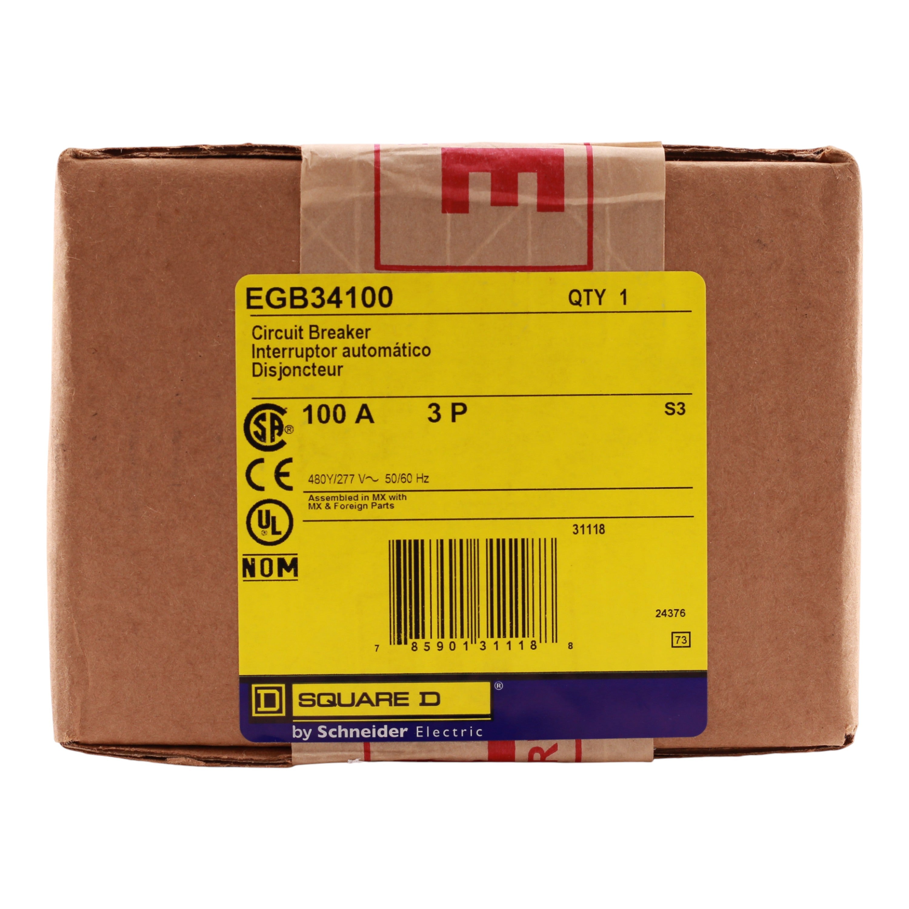 Square D E-Frame, EGB34100, 100A, 3P, 480Y/277V, Bolt-On, Circuit Breaker - Image 3