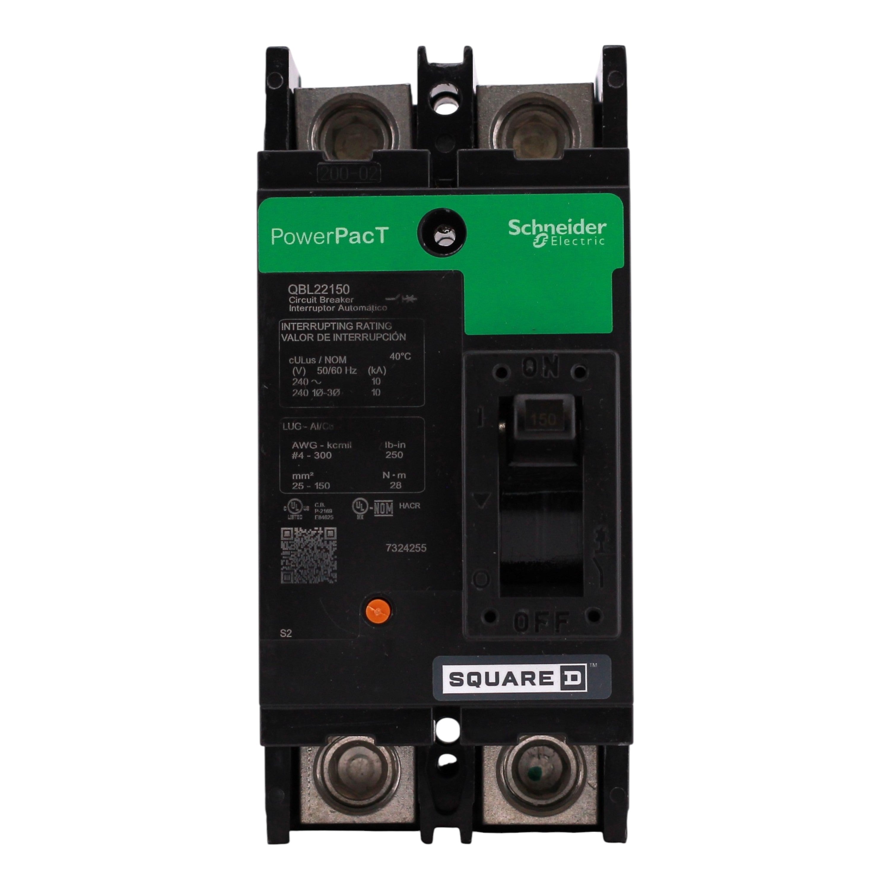 Square D PowerPacT Q, QBL22150, 150A, 2P, 240V, Thermal Magnetic, Circuit Breaker - Image 4