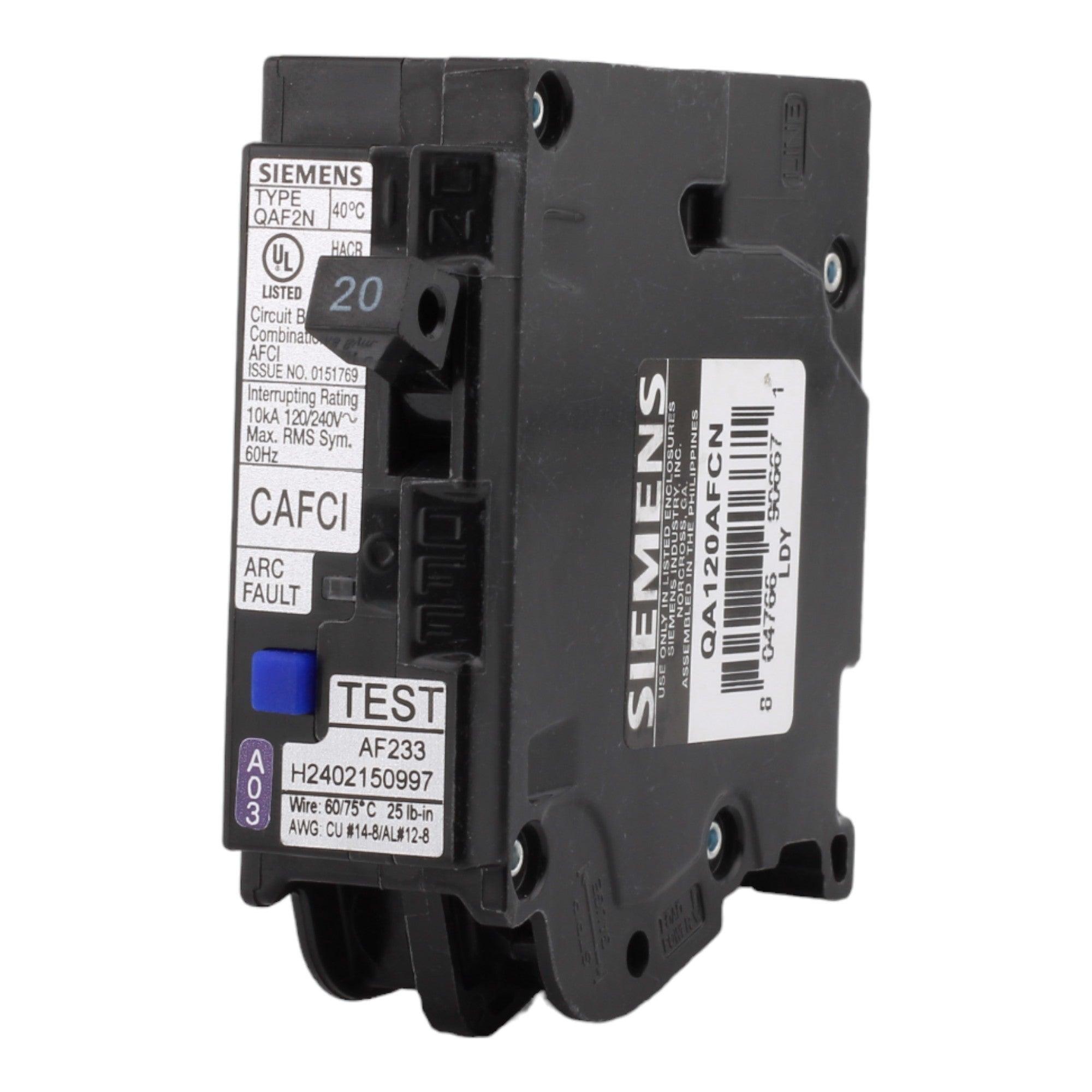 Siemens QA120AFCN 20A 1P 120V AFCI Plug on Neutral Circuit Breaker - Image 2