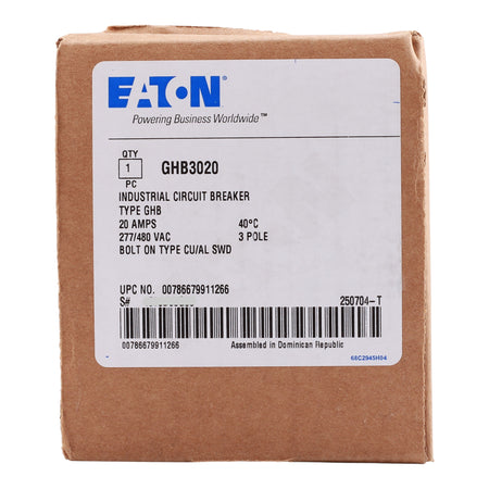 Eaton Series C GHB3020 20A 3P 480Y/277V Thermal-Magnetic Circuit Breaker - Image 3