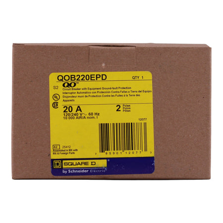 Square D QO, QOB220EPD, 20A, 2P, 120/240V, EPD, Bolt-On, Circuit Breaker - Image 3