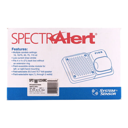 System Sensor, SpectrAlert, SP2W1224MC, Wall Speaker/Strobe, Selectable Output, 12/24V, White - Image 3