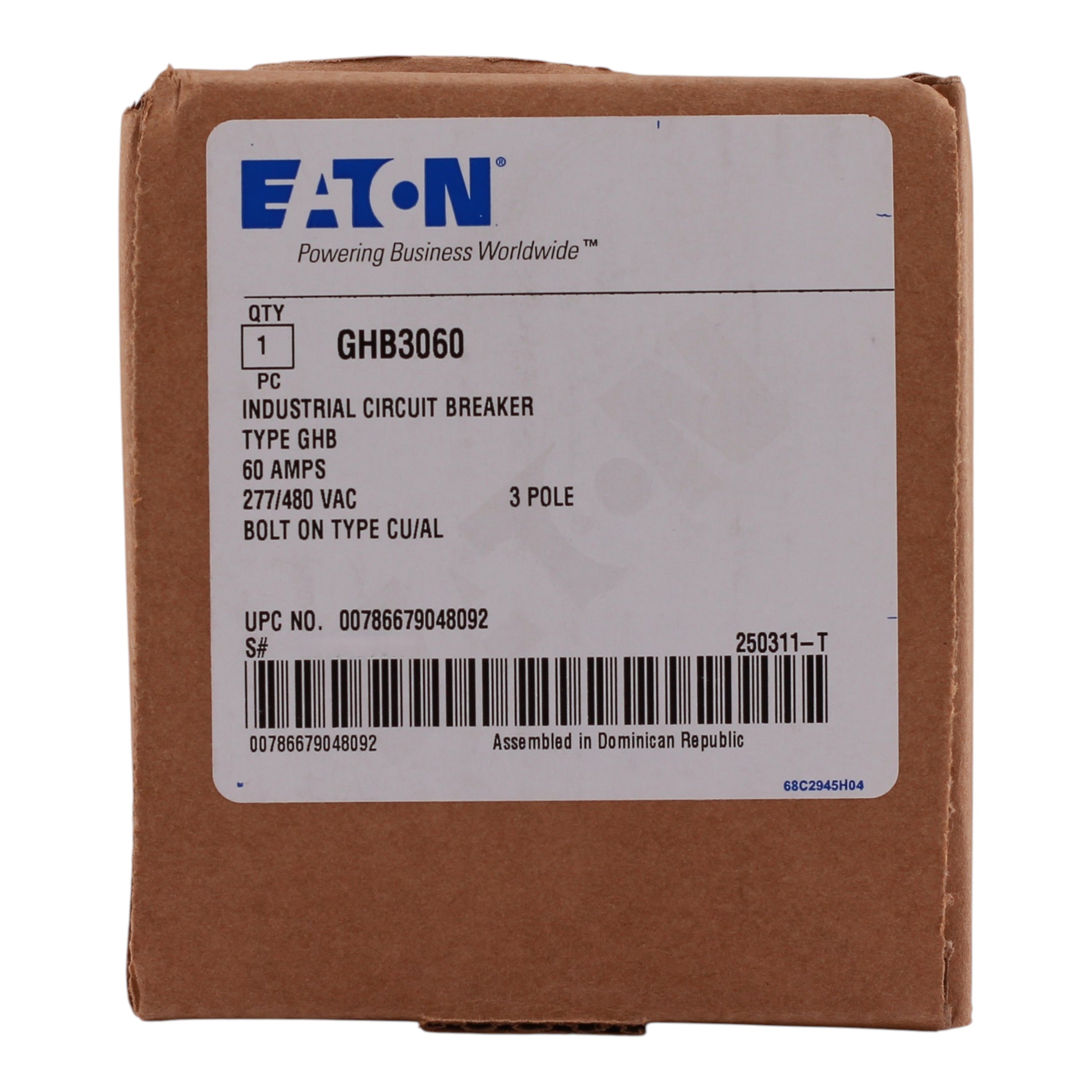 Eaton Series C, GHB3060, 60A, 3P, 480Y/277V, Molded Case Circuit Breaker - Image 3