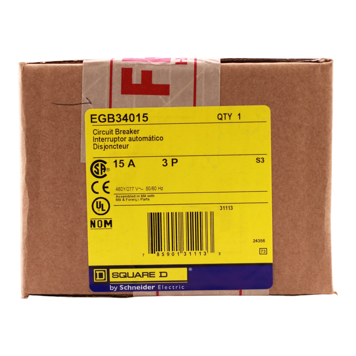 Square D E-Frame, EGB34015, 15A, 3P, 480Y/277V, Thermal-Magnetic, Bolt-On, Circuit Breaker - Image 3