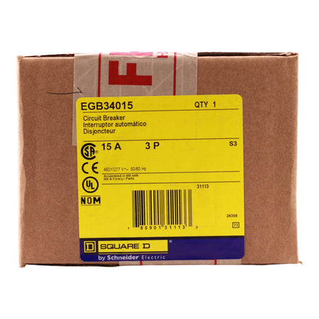 Square D E-Frame, EGB34015, 15A, 3P, 480Y/277V, Thermal-Magnetic, Bolt-On, Circuit Breaker - Image 3