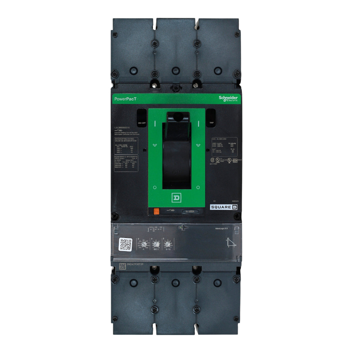Square D PowerPacT LJL36600U31X 600A 3P 600V MicroLogic 3.3 L-Frame Circuit Breaker - Image 4